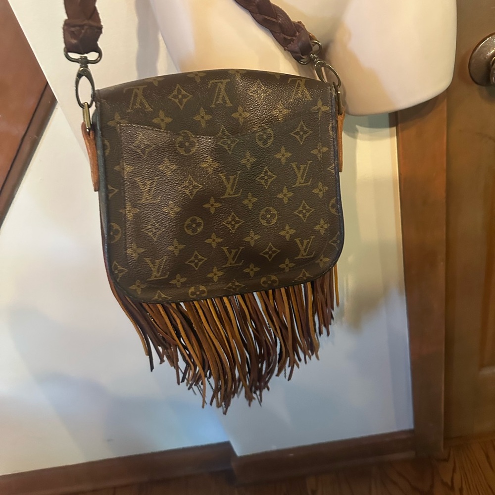 Louis Vuitton Brown Monogram Fringe Crossbody Bag with Turquoise Accent - Picture 7 of 9